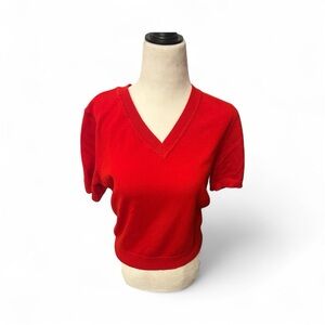 Vibrant Red V-Neck Women's Top